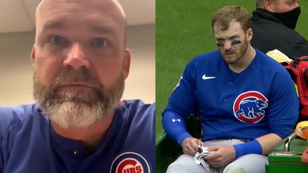 Ian Happ carted off after collision