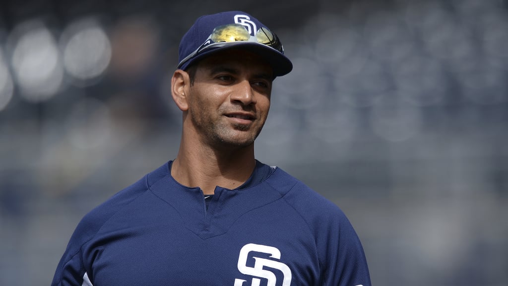 San Diego Padres' Tyson Ross looks on during batting practice before the baseball game against the Atlanta Braves Tuesday, June 5, 2018, in San Diego. (AP Photo/Orlando Ramirez)