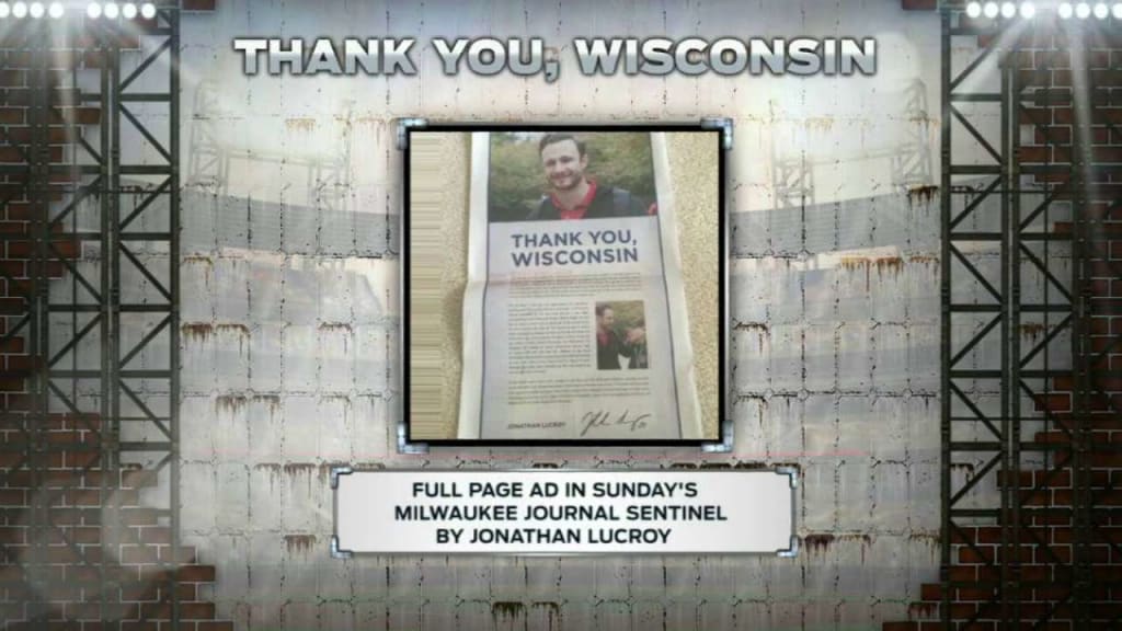 Jonathan Lucroy takes full page ad to thank Milwaukee, state of Wisconsin  for his time as a Brewer