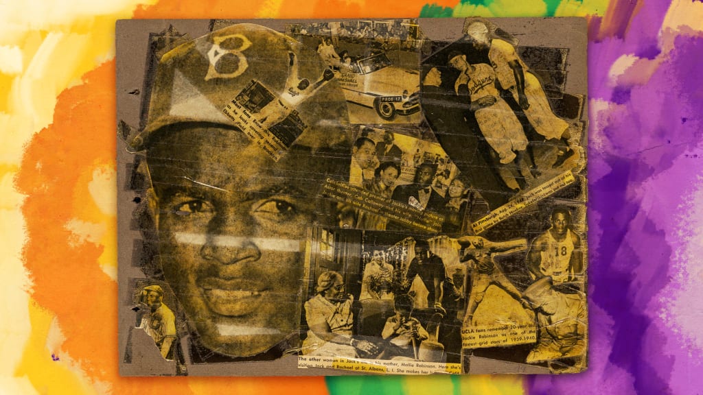 Armstrong's Jackie Robinson collage. (Courtesy of the Louis Armstrong House Museum)