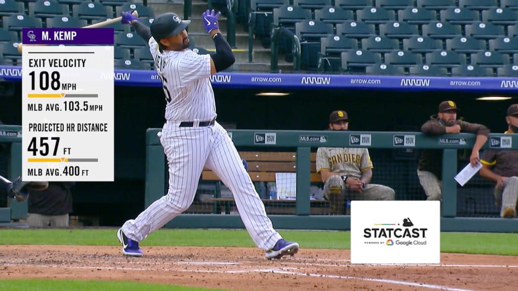 Colorado Rockies' Matt Kemp heads to home plate to score on a