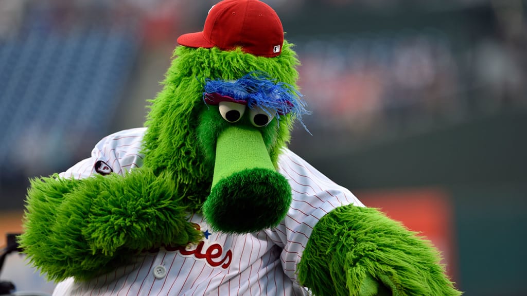 The Phillie Phanatic made an appearance at a children's fashion show held at Citizens Bank Park to raise money for childhood cancer. (AP/Derik Hamilton)