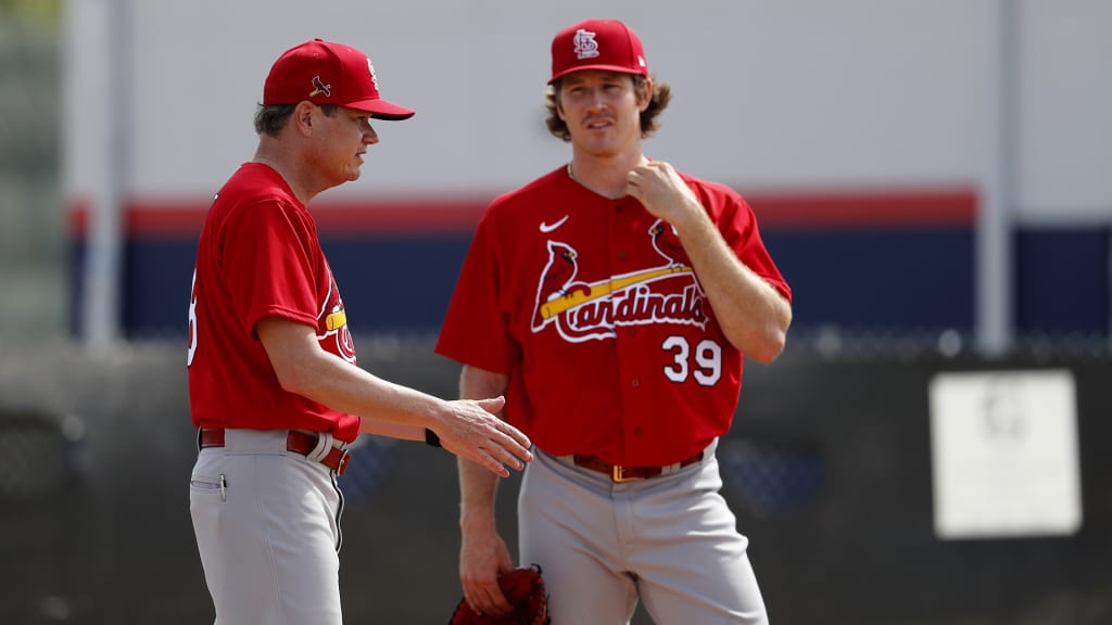 Miles Mikolas of the St. Louis Cardinals looks on before a game
