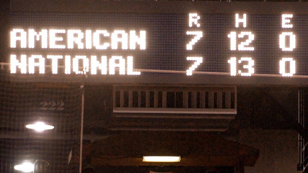 2002 Major League Baseball All-Star Game at Miller Park ends in tie