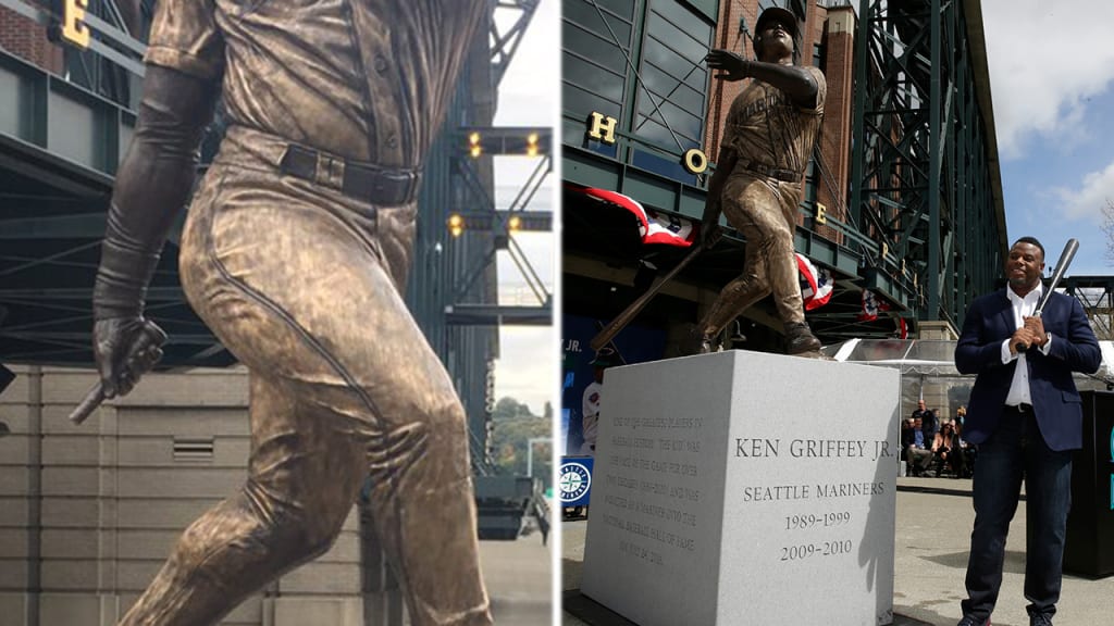 The bat was broken off the Ken Griffey Jr. statue at Safeco Field on Tuesday night. (Courtesy of the Mariners)