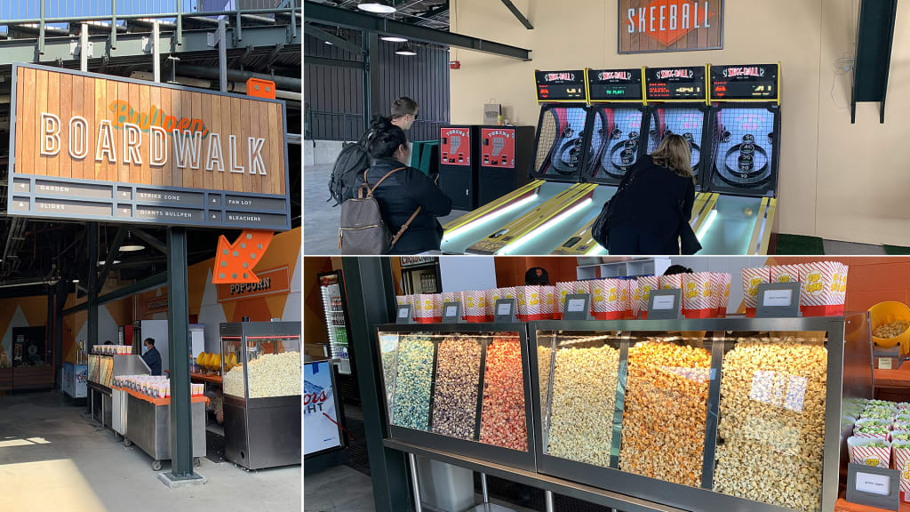 Fans eat in one of the many food options at AT&T Park in San Francisco,  Thursday, Oct. 28, 2010, where the San Francisco Giants and the Texas  Rangers are meeting in Game