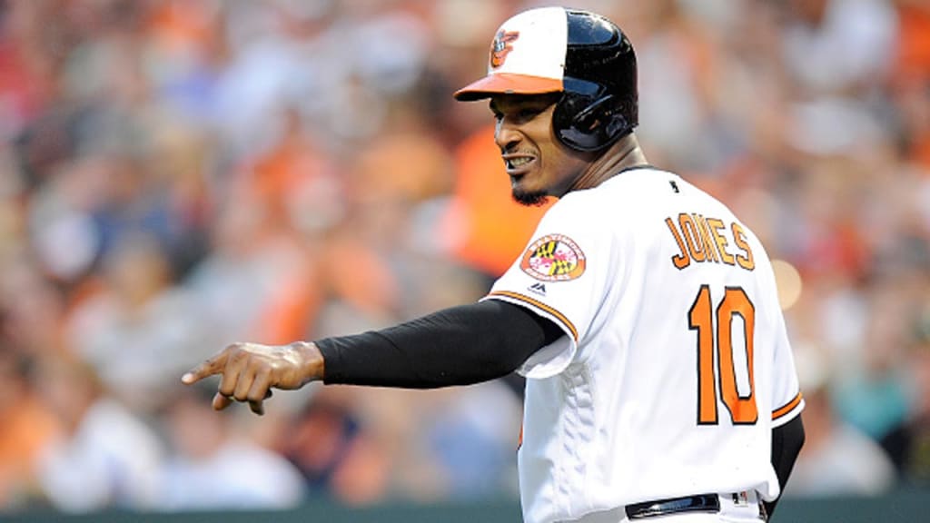 O's center fielder Adam Jones doesn't envision MLB players protesting during the national anthem. (Getty Images)