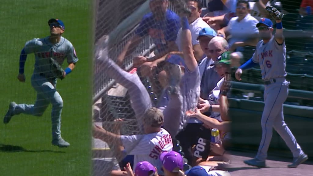 Jeff McNeil tests out the White Sox's new safety netting by