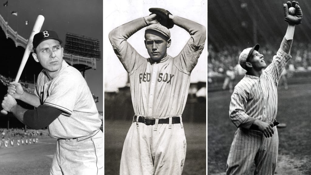 From left to right: Gil Hodges, "Smoky" Joe Wood, Mel Ott