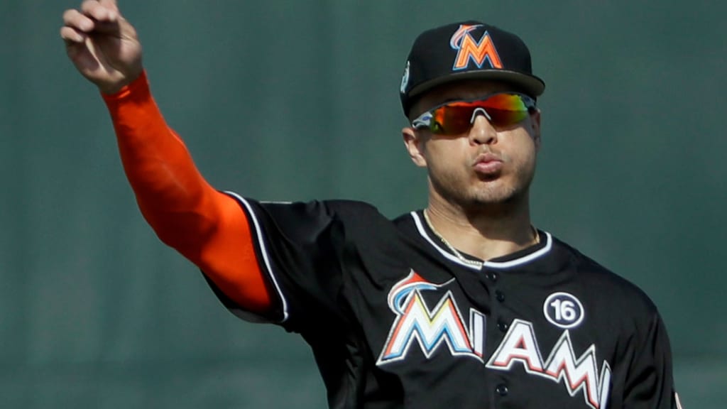 Giancarlo Stanton went 2-for-4 with a two-run home run against the Tigers to move to .267 this spring. (AP)