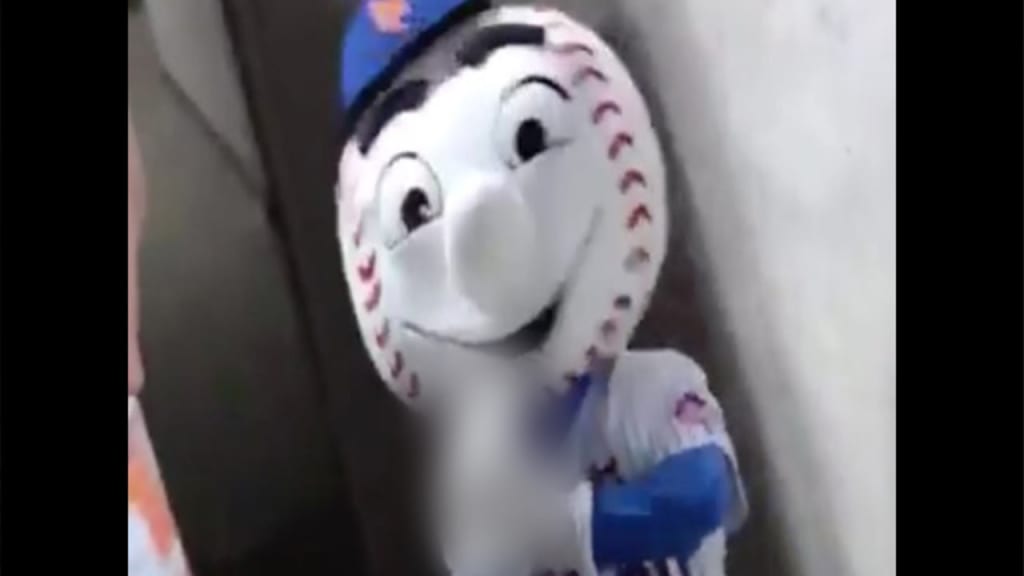 A fan posted a video on Twitter of Mr. Met making an inappropriate gesture on Wednesday. (@adelucia35 via Twitter)