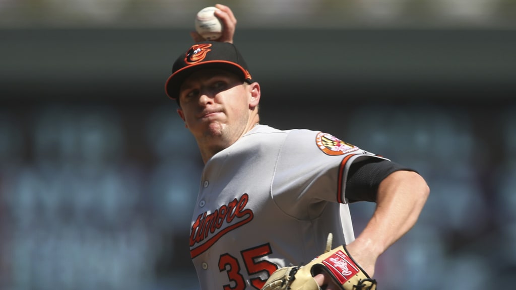 Baltimore Orioles pitcher Brad Brach throws against the Minnesota Twins in a baseball game Sunday, July 8, 2018, in Minneapolis.(AP Photo/Jim Mone)