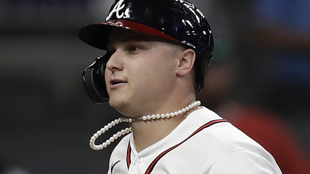 Joc Pederson's necklace in Hall of Fame