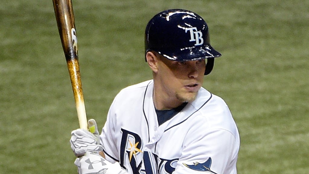 Brandon Guyer elects not to wear protective gear at the plate. (AP)