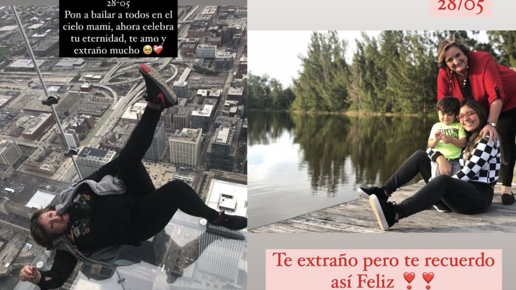 Left: "Make everyone dance in heaven mommy, Now celebrate your eternity. I love you and miss you so much."

Right: "I miss you but I remember you so happy."