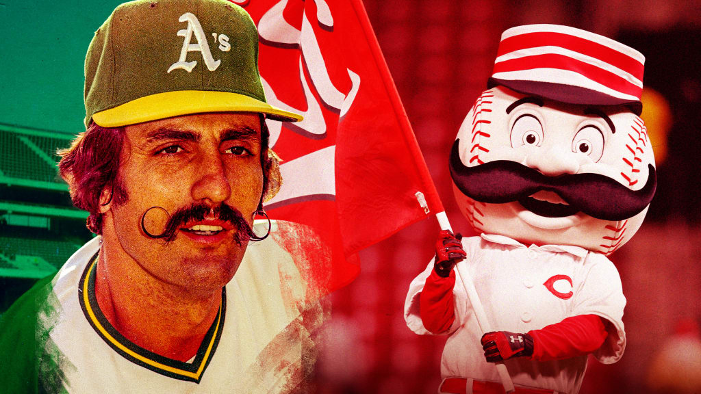 Ironically, Rollie Fingers and Mr. Redlegs share very similar facial hair.