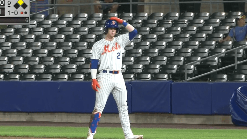 Mets prospect Luis Guillorme caught a bat that flew into the dugout like it  was no big deal