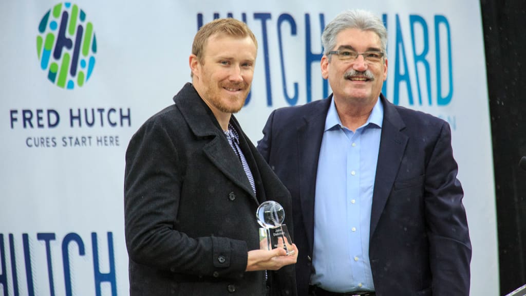 Jake Diekman is the 53rd recipient of the prestigious Hutch Award for outstanding community service. (Photo: Robert Hood/Fred Hutchinson Cancer Research Center)