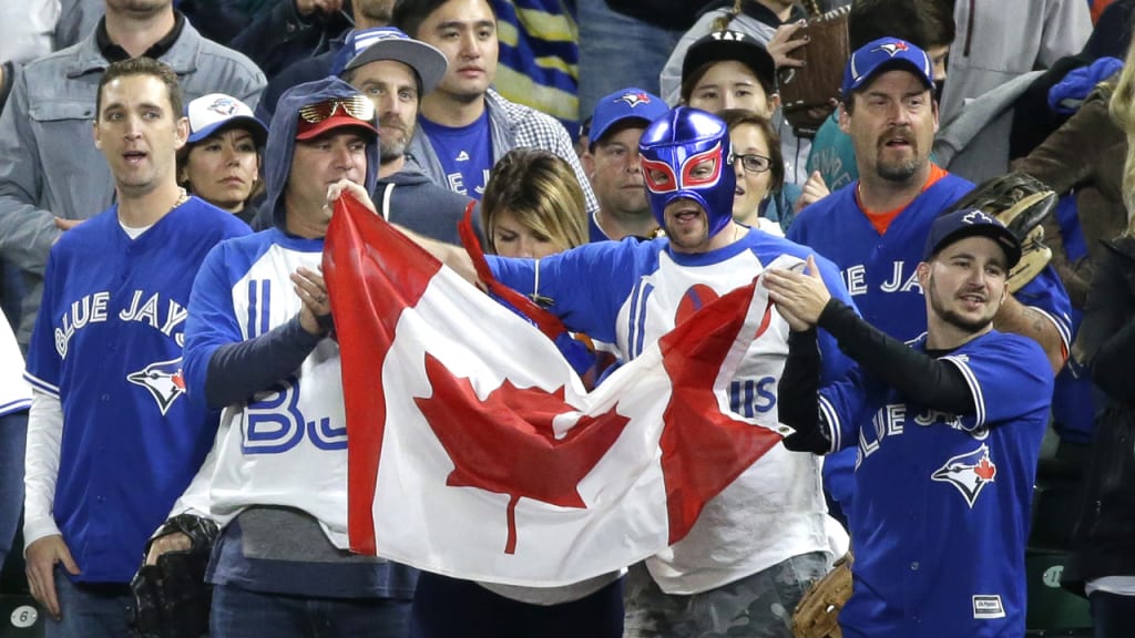 View of a Toronto Blue Jays logo on a jersey worn by a member of the  News Photo - Getty Images