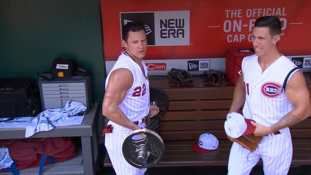 ESPN - The Cincinnati Reds wore sleeveless throwbacks on Sunday