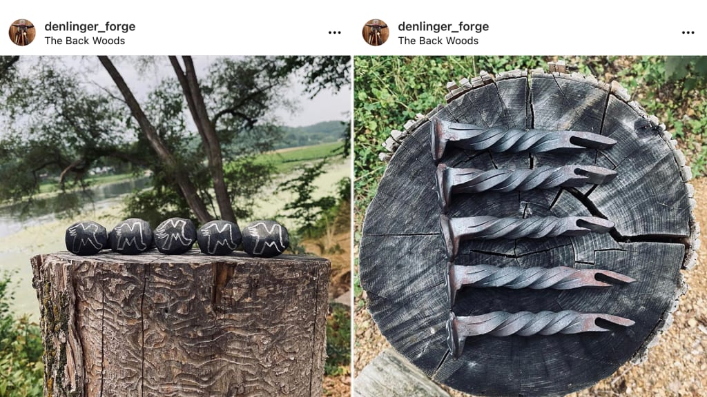 Custom-made railroad spike bottle openers crafted by Theo Denlinger.