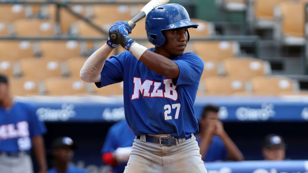 Misael Urbina participates in the MLB Showcase at the Estadio Quisqeye Juan Marichal on February 21-22, 2018 in Santo Domingo, Dominican Republic.