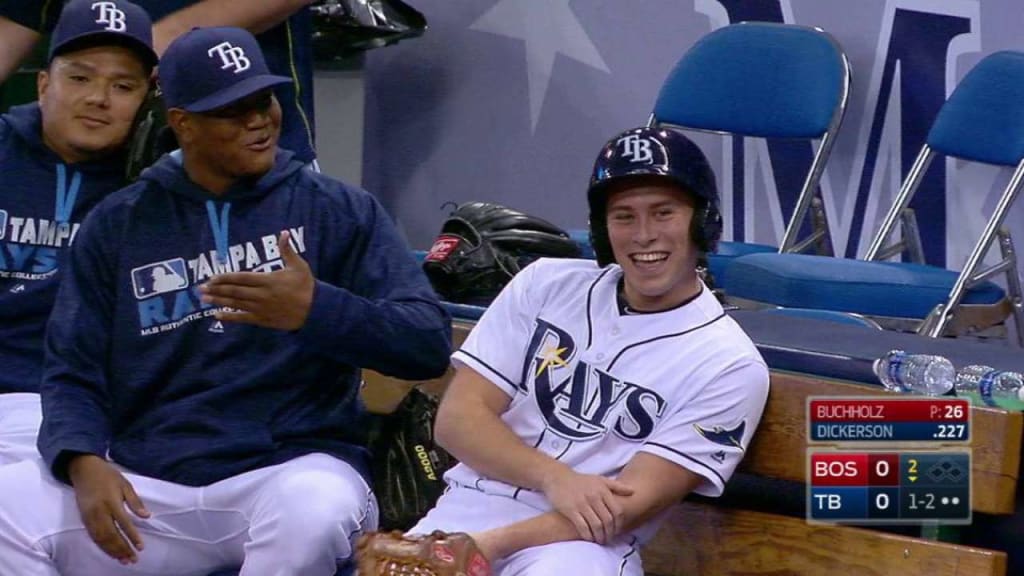 Pitchers joke with ballboy