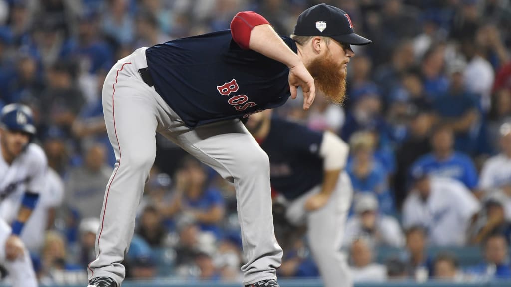 Atlanta Braves relief pitcher Craig Kimbrel (46) reacts to his