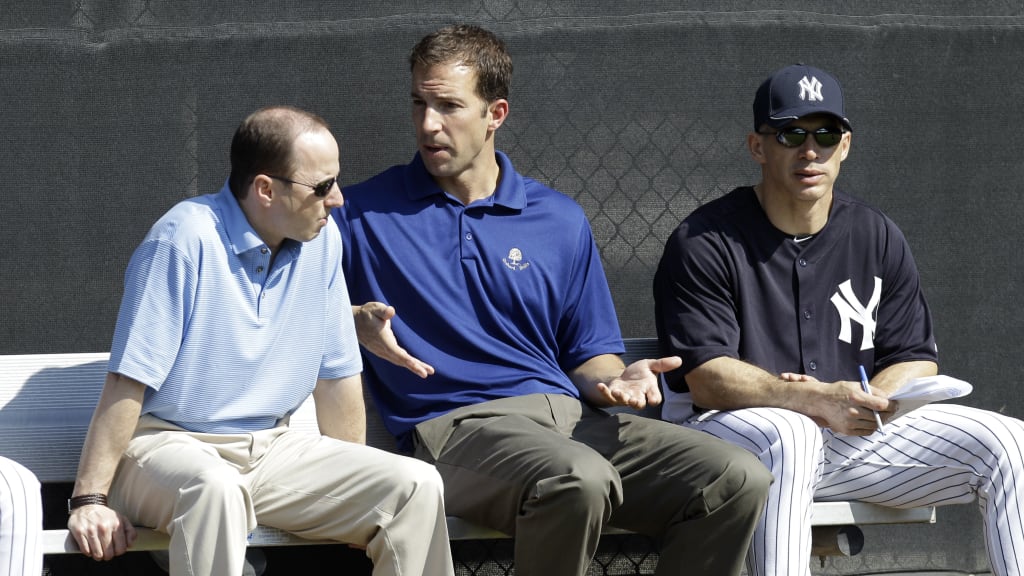 Billy Eppler with GM Brian Cashman and then-Yanks manager Joe Girardi