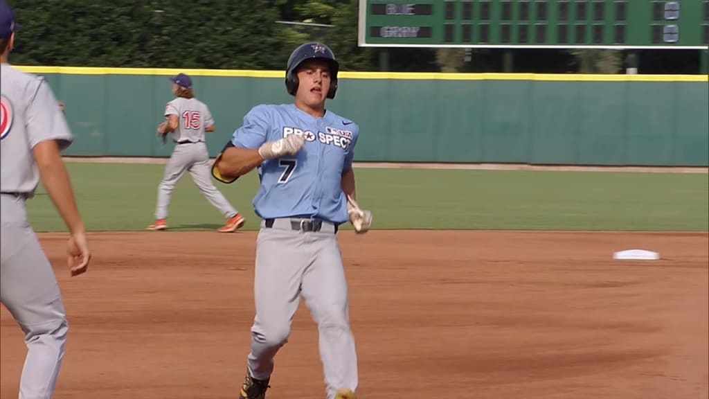 Jackson Holliday (12) of Stillwater High School in Stillwater, Oklahoma  during the Perfect Game National Showcase