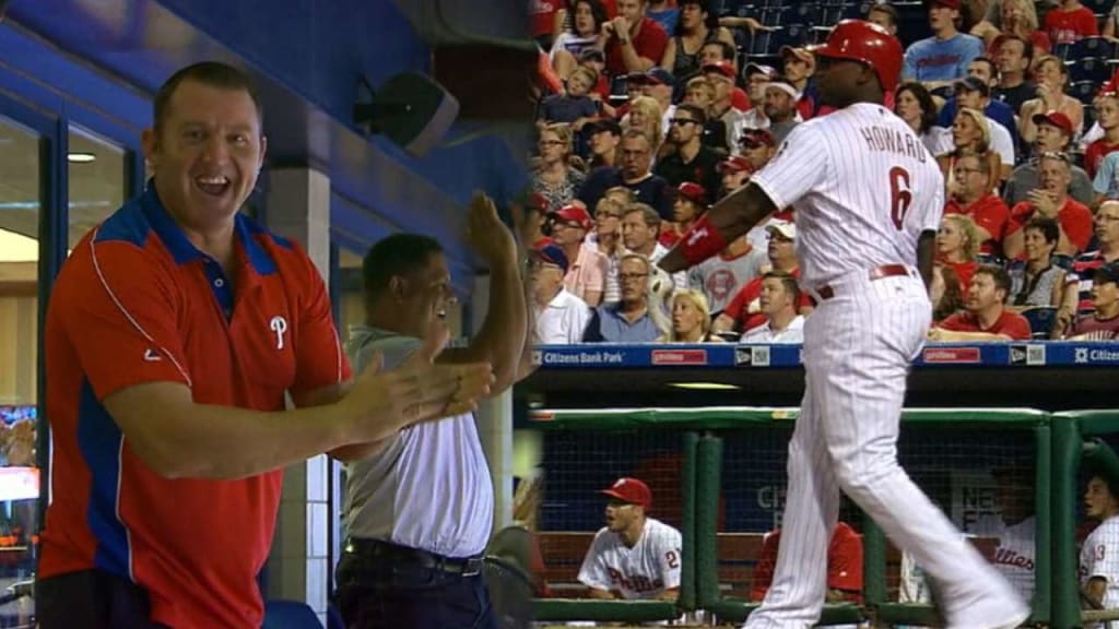 Philadelphia Phillies' Ryan Howard watches his grand slam home run