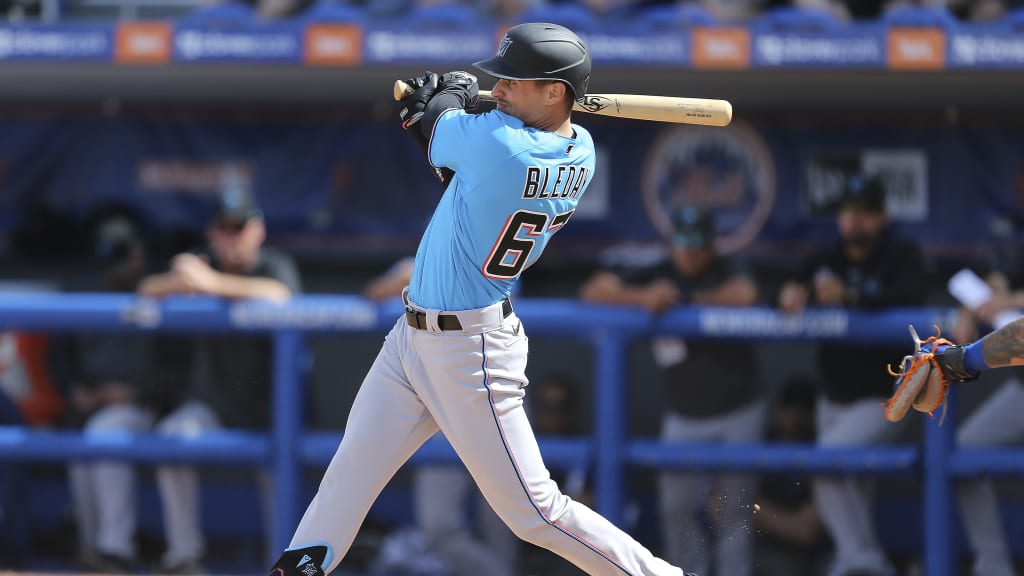 Miami Marlins' J,J. Bleday bats against the Pittsburgh Pirates in