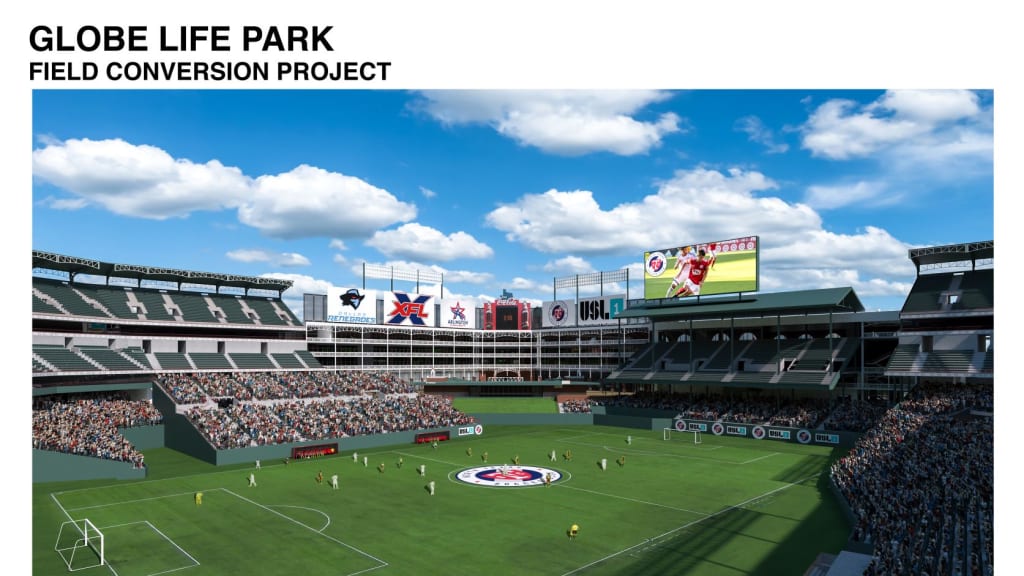 A sneak peek at Globe Life Park's soccer set up for North Texas SC - 3rd  Degree