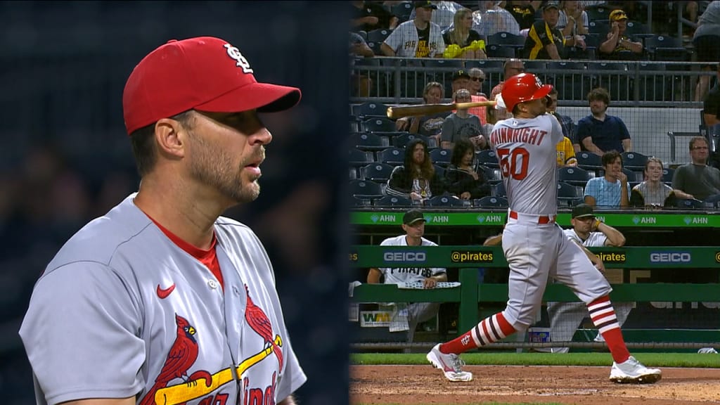 Up there hackin': Adam Wainwright gets to bat in lopsided game Friday