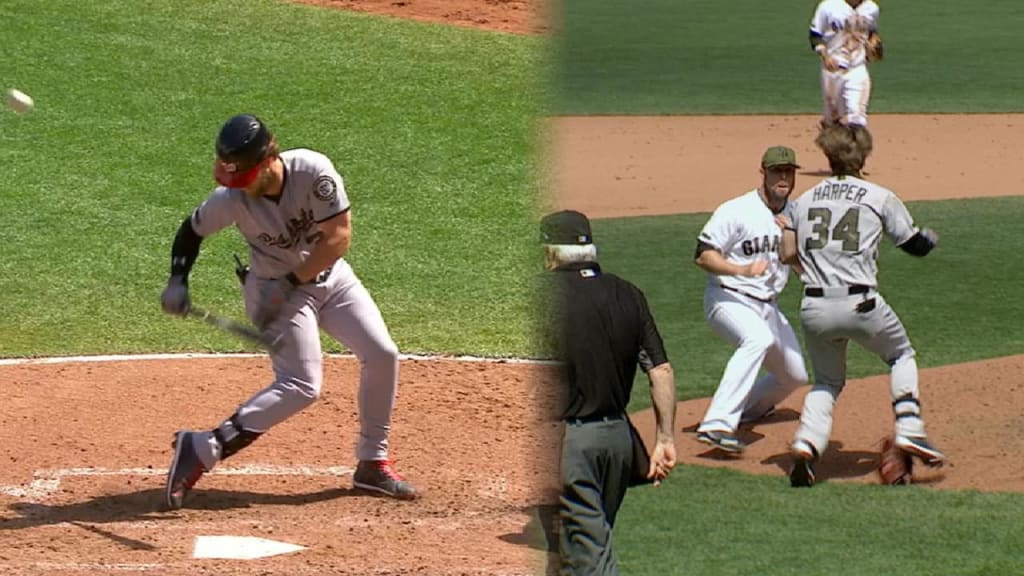 Hunter Strickland, Bryce Harper brawl after 98 mph fastball drills