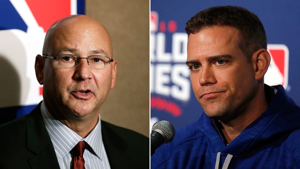 Terry Francona and Theo Epstein were opponents in the World Series after previously working together in Boston. (AP)