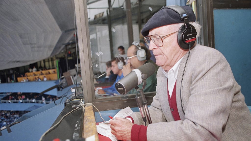 Detroit Tigers broadcaster Ernie Harwell in 1993, his final season.