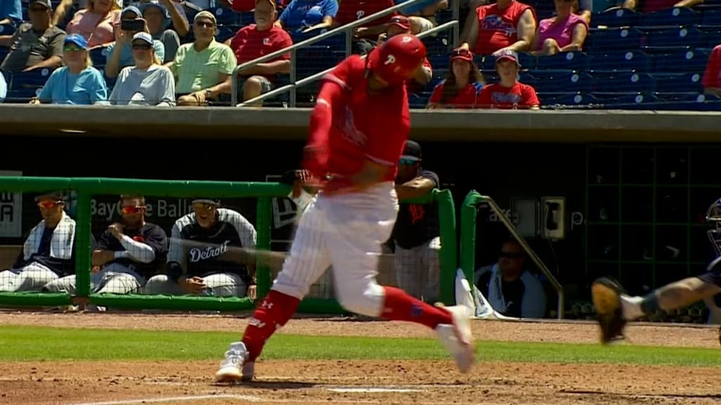 Bryce Harper swings so hard he rips the cover off this ball