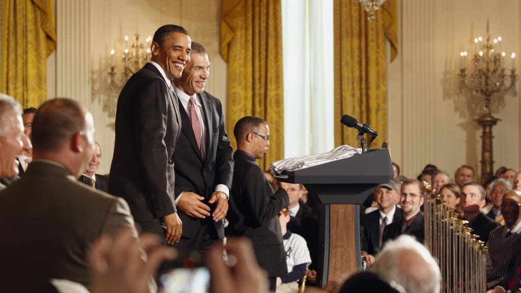 President Barack Obama and Joe Girardi at the White House