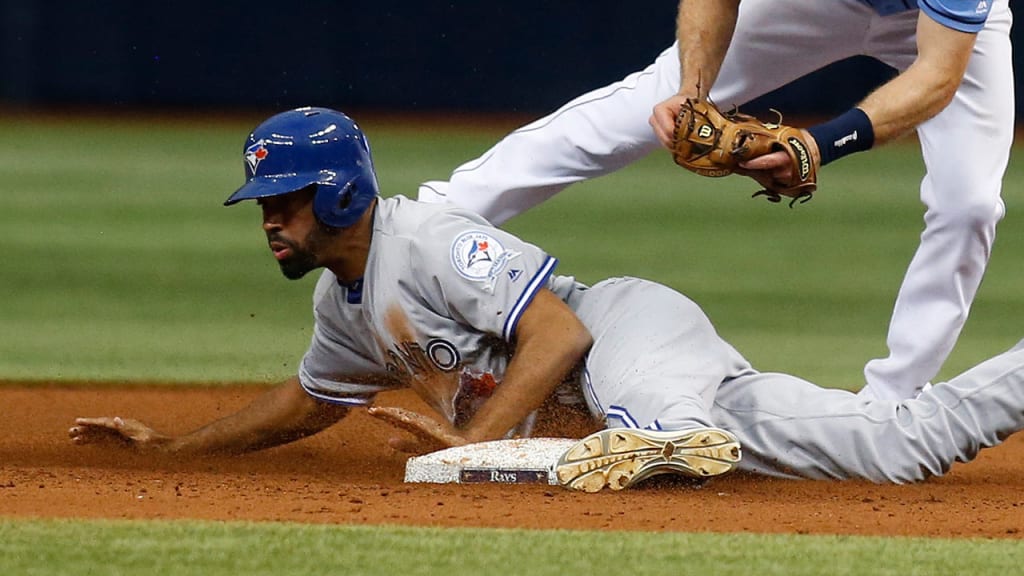 Dalton Pompey stole second Sept. 4, and he was 4-for-4 in the 2015 postseason. (Brian Blanco/Getty)