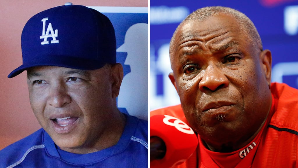 "I had ultimate respect for him as a player," Nationals manager Dusty Baker said of Dave Roberts, left. (AP)