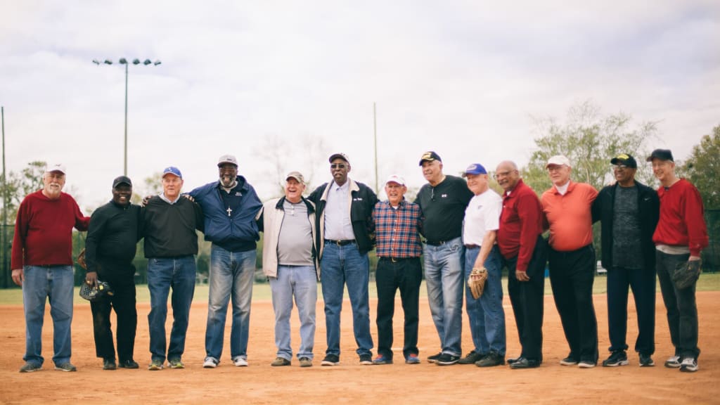 The 2016 reunion of the Pensacola Jaycees and the Orlando Kiwanis. Freddie Augustine and Stewart Hall are second and third from the left, respectively (Credit: Common Pictures)