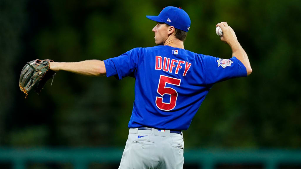 Chicago Cubs' Matt Duffy plays during a baseball game against the