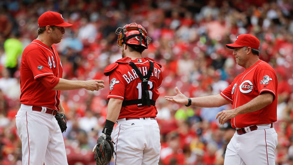 Jon Moscot allowed five runs over 3 2/3 innings in the Reds' loss to the Nationals on Sunday. (AP)