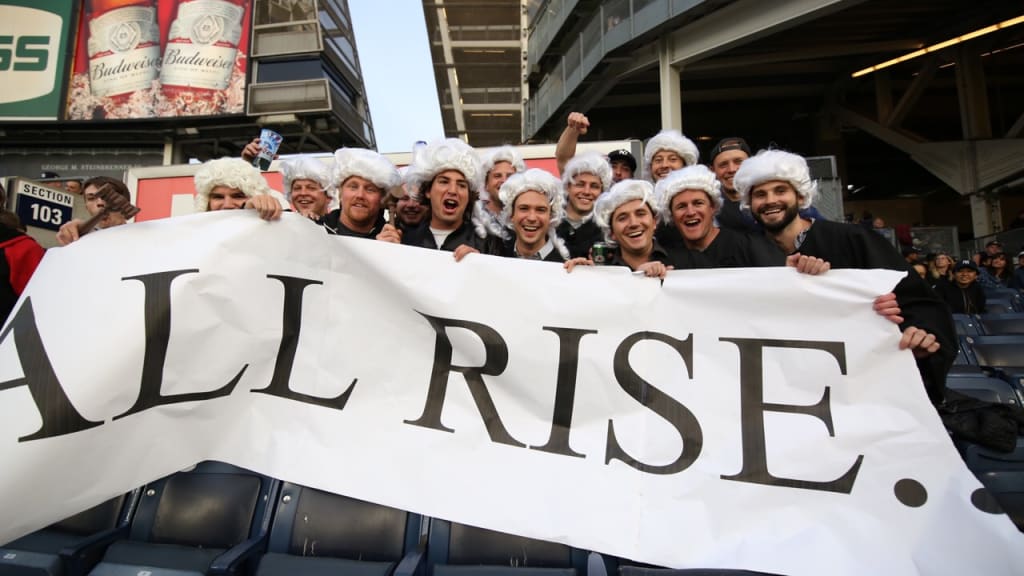 The verdict is in: Aaron Judge's fan club members wore judge costumes to  Yankee Stadium