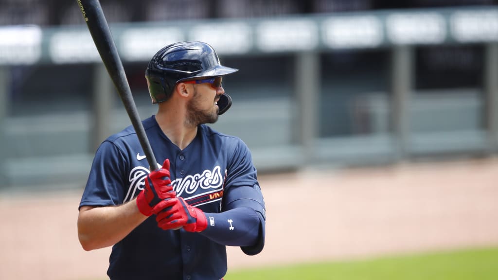 Nick Markakis of the Atlanta Braves bats against the Philadelphia