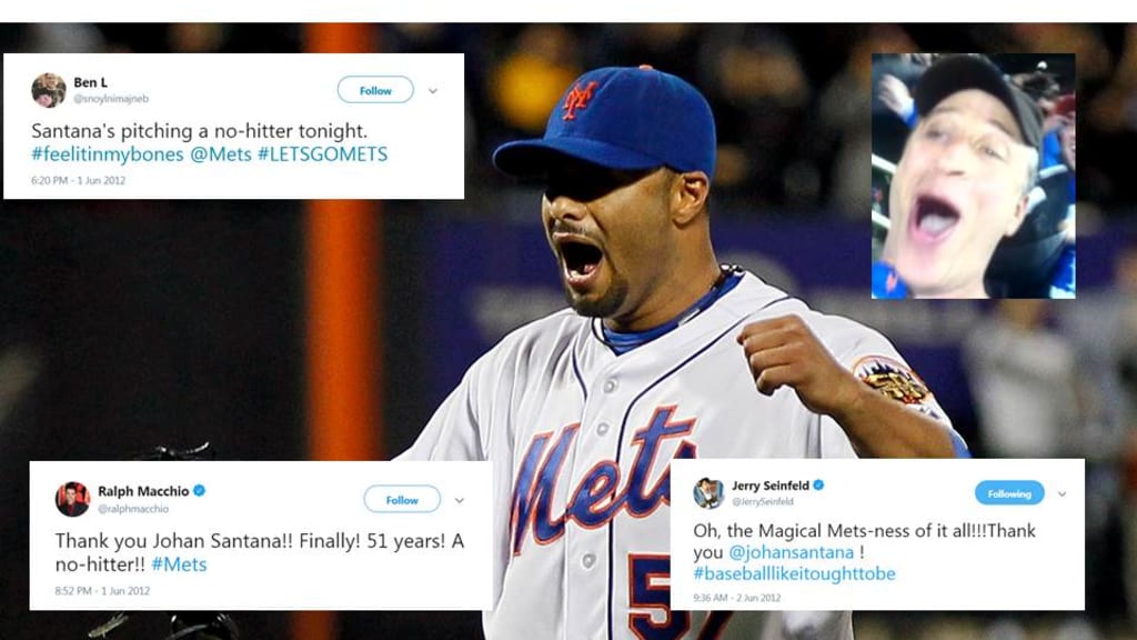 Johan Santana no-hitter - as Santana accepts a celebratory…