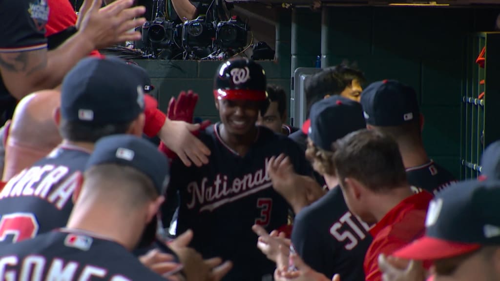 Nationals fan rips off shirt, slides across dugout after Series win