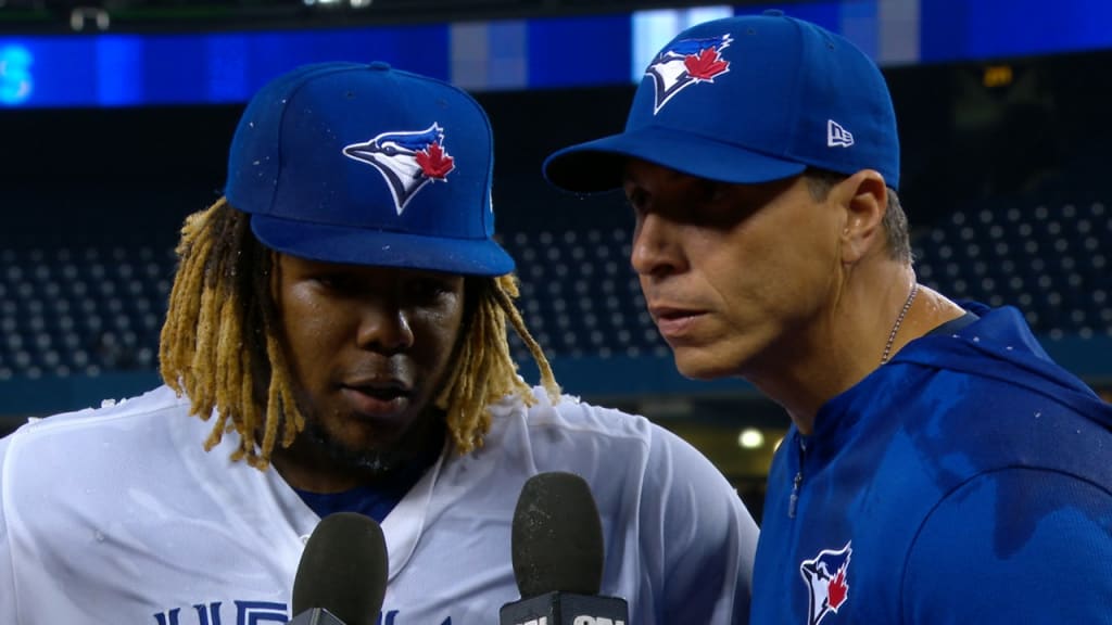 Vladimir Guerrero Jr. takes shot with custom Toronto Blue Jays jersey