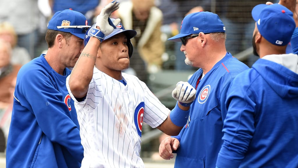 Addison Russell doubled, drove in two runs, and scored on Tuesday vs. the Brewers. (AP)